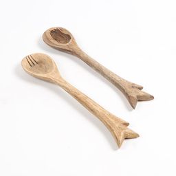 qura Set of 2 Raw Wooden Salad Servers image 3