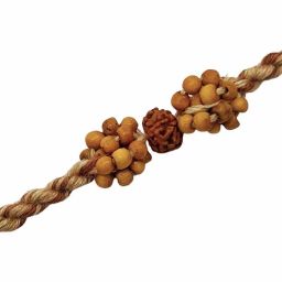 digital dress room Tie-Up Simple Rudraksha Rakhi With Beads Brown Thread Rakhi image 3