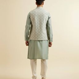 manyavar Men Embroidered Nehru Jacket with Button-Closure image 3