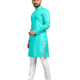fashionfricks Band Collar Long Kurta with Buttons Placket image 3