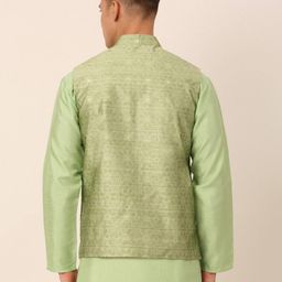 jompers Geometric Print Nehru Jacket with Welt Pockets image 3