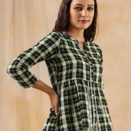 jaipur kurti Checked Peplum Shirt image 3