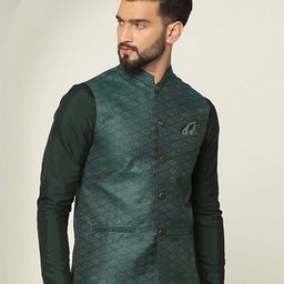 kisah Men Regular Fit Nehru Jacket with Patch Pockets image 3