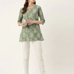 feranoid Women Floral Print Relaxed Fit Tunic image 3