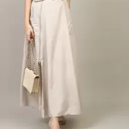 Shein Maxi A-Line Slit Skirt with Belt & Side Pockets-image-10