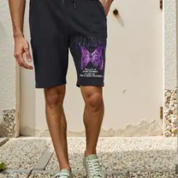 Shein Street Knee Length Graphic Placement Print Track Shorts-image-24