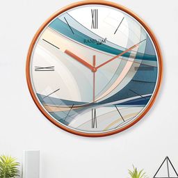 random Printed Non-Ticking Silent Analog Wall Clock image 3