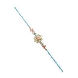 karatcart Set of 3 Kundan-Studded Pearl-Beaded Tie-Up Rakhis image 3