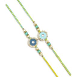 karatcart Set of 4 Men Tie-Up Rakhi Set with Roli Chawal image 3