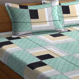 arrabi Geometric Print Double Size Bedsheet with 2 Pillow Covers image 3
