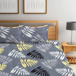 klotthe Set of 2 210 TC Leaf Print King-Size Bedsheets with Pillow Covers image 3