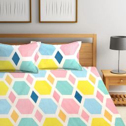 klotthe Set of 2 210 TC Geometric Print Double Bedsheets with Pillow Covers image 3
