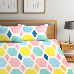 klotthe Set of 2 Geometric Print Double Bedsheet with Pillow Covers image 3