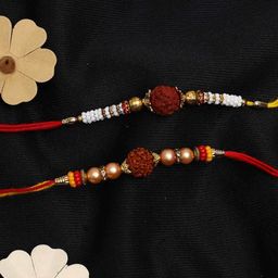 jewelz Set of 2 Rudraksh & Pear Beaded Tie-Up Rakhis image 3