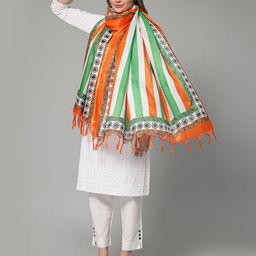 clora creation Striped Dupatta with Tassels image 3
