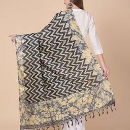 a r silk dupatta hub Chevron Print Dupatta with Tassels image 3