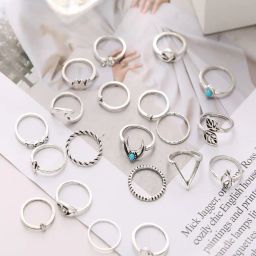 shining diva 12988R Set of 20 Boho Midi Finger Rings image 3