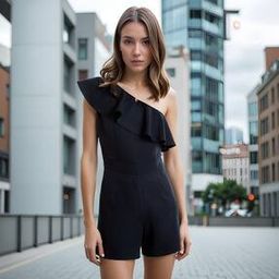 Shein One-Shoulder Playsuit with Ruffle Detail-picture-23