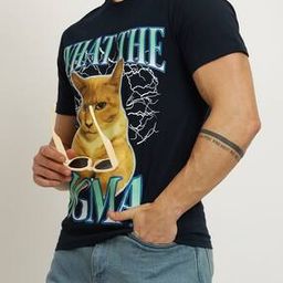 Shein Short Sleeve Typographic Front Print Crew Tshirt-image-116