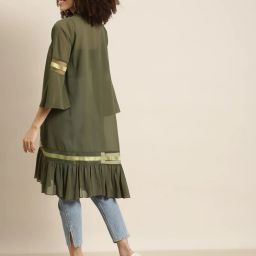qurvii Open-Front Shrug with Ruffles image 3