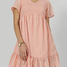 Shein Swiss Dot Smocked Mini A-Line Dress-image-9