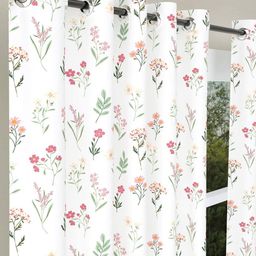 haus & kinder Pack of 2 Floral Print Window Curtains with Chrome Eyelets image 3