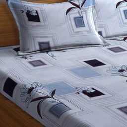 arrabi Geometric Print King Size Bedsheet with 2 Pillow Covers image 3