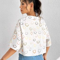 fery london Smiley Print Shirt with Off-Shoulder Sleeves image 3