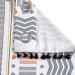 cortina eyelet curtain Geometric Print Window Curtain with Tassels image 3