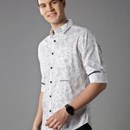 british club Leaf Print Slim Shirt with Patch Pocket image 3