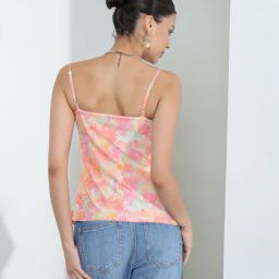 Shein Spaghetti Strap Abstract Print Fitted Short Top image 3