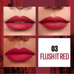 maybelline new york Sensational Liquid Matte Lipstick - 03 Flush It Red image 3