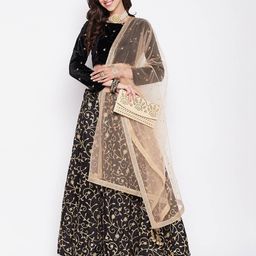 clora creation Embellished Net Dupatta with Lace Border image 4