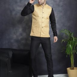 jompers Men Regular Fit Nehru Jacket with Button Closure image 4