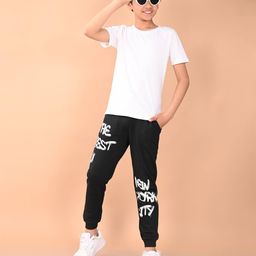 lilpicks Boys Typographic Print Joggers with Insert Pockets image 4