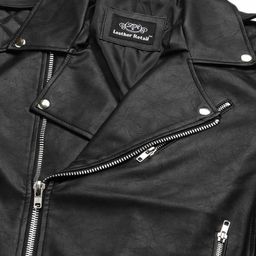leather retail Zip-Front Bikers Jacket with Lapel Collar image 4
