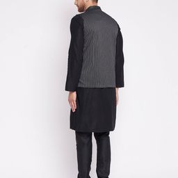 even Striped Nehru Jacket with Patch Pockets image 4