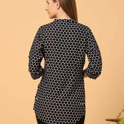 sanaa Geometric Print Tunic with Mandarin Collar image 4