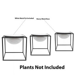 homesake Set of 3 Metal Cube Base Planters Stand with Pots image 4