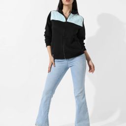 campus sutra Colour-Block Jacket with Zip-Front image 4