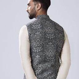 kisah Men Regular Fit Nehru Jacket with Patch Pockets image 4