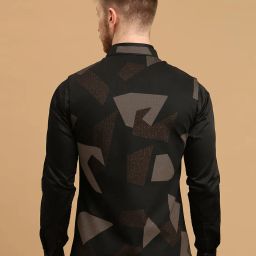 essas club Geometric Print Nehru Jacket with Welt Pockets image 4