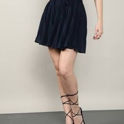 Shein Casual Tie-Up Pleated Mini Skirt-image-21