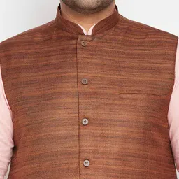vastramay plus Tailored Fit Nehru Jacket with Insert Pockets image 4