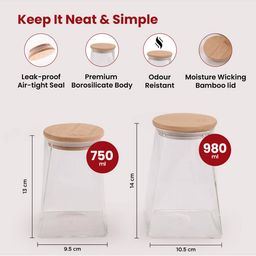 usha shriram Set of 2 Borosilicate Jars with Wooden Lid & Metal Loop image 4
