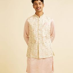 manyavar Men Embroidered Nehru Jacket with Button-Closure image 4