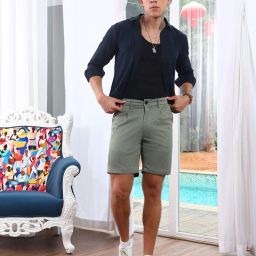 campus sutra Men Patterned Regular Fit Flat-Front Shorts image 4