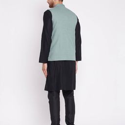 even Textured Nehru Jacket with Patch Pockets image 4