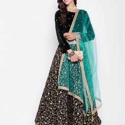clora creation Embellished Net Dupatta with Lace Border image 4