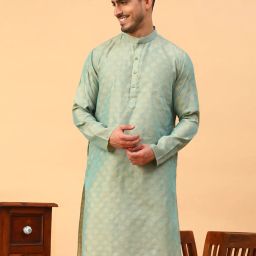 t tabard Geometric Print Kurta with Mandarin Collar image 4